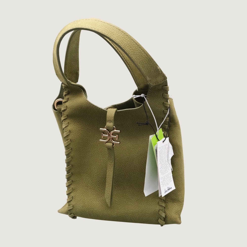 NWT Sam Edelman Mini Sylvia Leather Crossbody Bag Whipstitch OS Pistachio